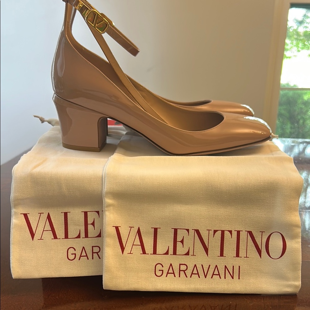 Valentino Garavani Tan Heels with Ankle Strap